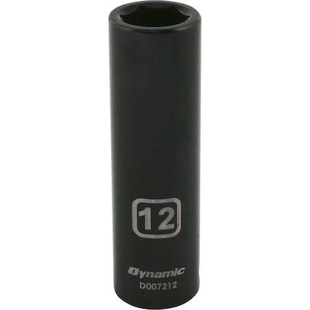 Dynamic 3/8" Drive Deep Socket, Black Phosphate, Tools 3/8" Drive 6 Point Metric, 12mm Deep Length D007212